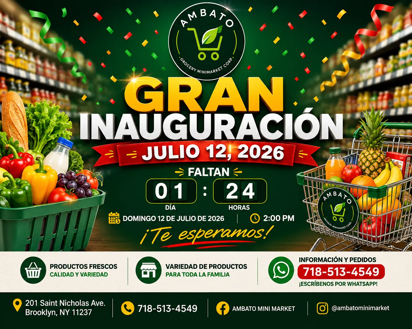 Gran inauguración de Ambato Mini Market, julio 12 de 2026